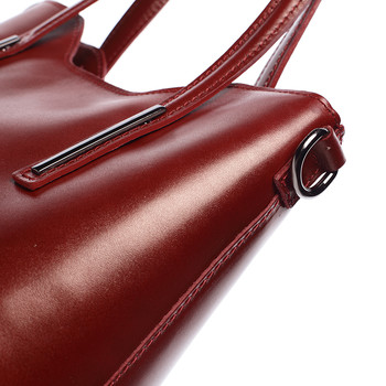 Střední kožená kabelka červená - ItalY Chevell