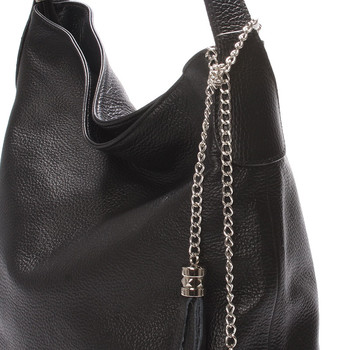 Módní kožená kabelka přes rameno černá - ItalY Georgine
