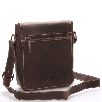 Luxusní pánská kožená taška přes rameno hnědá - WILD Bayley