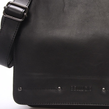 Luxusní pánská kožená taška přes rameno černá - Bellugio Baron