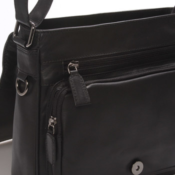 Luxusní pánská kožená taška přes rameno černá - Bellugio Baron