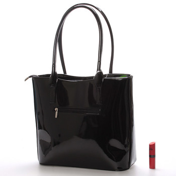 Dámská luxusní černá lakovaná kabelka - Delami Belén