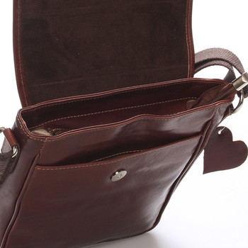 Luxusní hnědá kožená taška přes rameno - ItalY Burcet