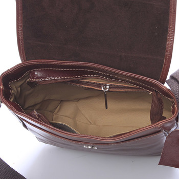 Luxusní hnědá kožená taška přes rameno - ItalY Burcet