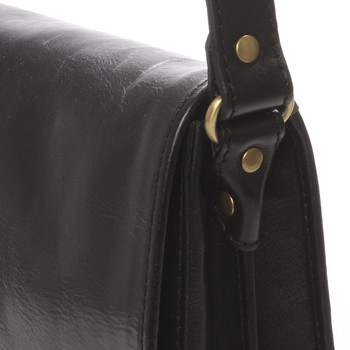 Módní kožená taška přes rameno černá - ItalY Sargent