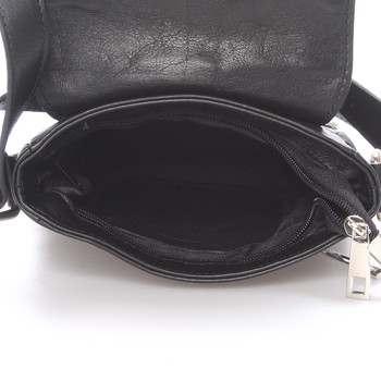 Módní menší černá kožená kabelka přes rameno - ItalY Leroi