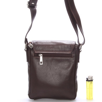 Módní menší tmavě hnědá kožená kabelka přes rameno - ItalY Leroi