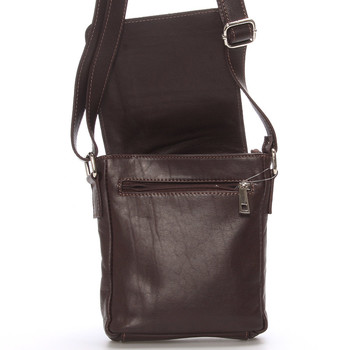 Módní menší tmavě hnědá kožená kabelka přes rameno - ItalY Leroi