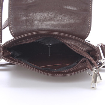 Módní menší tmavě hnědá kožená kabelka přes rameno - ItalY Leroi