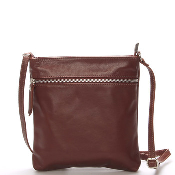 Dámská menší tmavě hnědá kožená kabelka přes rameno - ItalY Slania