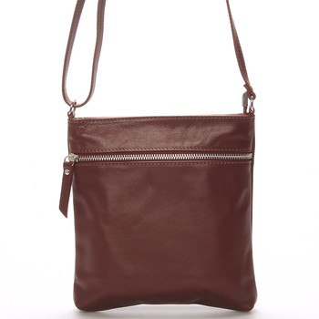 Dámská menší tmavě hnědá kožená kabelka přes rameno - ItalY Slania