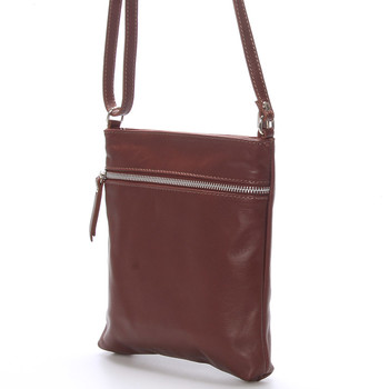 Dámská menší tmavě hnědá kožená kabelka přes rameno - ItalY Slania