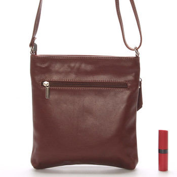 Dámská menší tmavě hnědá kožená kabelka přes rameno - ItalY Slania