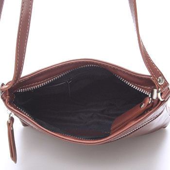 Dámská menší tmavě hnědá kožená kabelka přes rameno - ItalY Slania