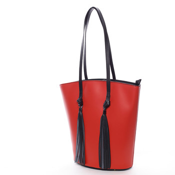 Elegantní dámská kožená kabelka červená - ItalY Holly