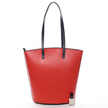 Elegantní dámská kožená kabelka červená - ItalY Holly