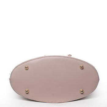 Elegantní dámská kožená kabelka krémová - ItalY Holly