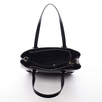 Módní dámská kožená kabelka černá - ItalY Rohais
