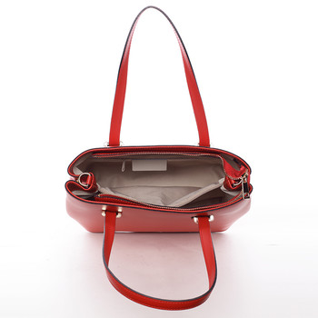 Módní dámská kožená kabelka červená - ItalY Rohais