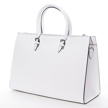 Elegantní dámská kožená kabelka bílá - ItalY Rohais
