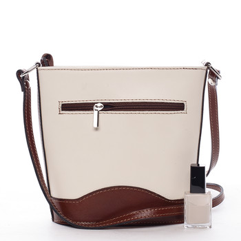 Hnědo béžová kožená crossbody kabelka ItalY Bryana