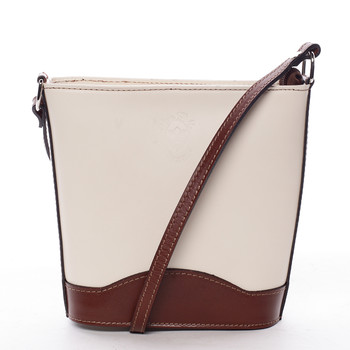 Hnědo béžová kožená crossbody kabelka ItalY Bryana