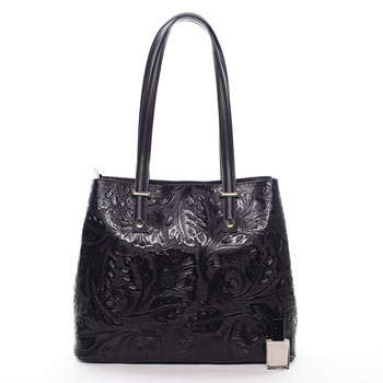 Exkluzivní dámská kožená kabelka černá - ItalY Logistilla