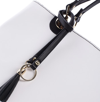 Bílo černá luxusní kožená kabelka ItalY Roderica