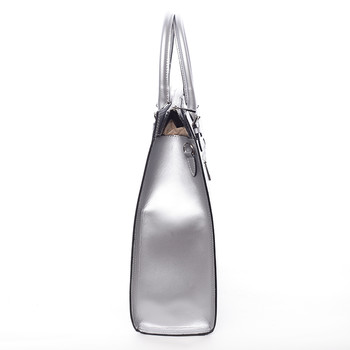 Elegantní dámská kožená kabelka stříbrná - ItalY Moniqua