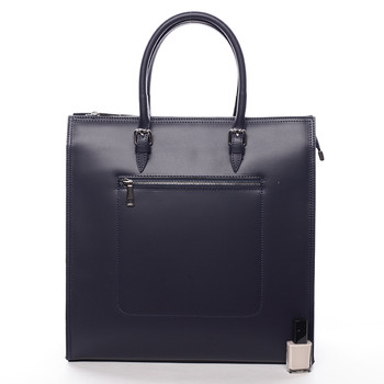Elegantní dámská kožená kabelka tmavě modrá - ItalY Moniqua