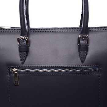 Elegantní dámská kožená kabelka tmavě modrá - ItalY Moniqua