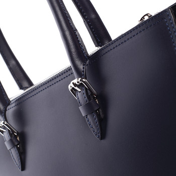 Elegantní dámská kožená kabelka tmavě modrá - ItalY Moniqua