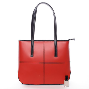 Moderní dámská kožená kabelka červeno černá - ItalY Adalicia