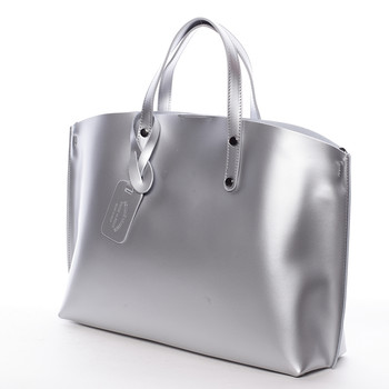 Dámská kožená kabelka stříbrná - ItalY Jordana