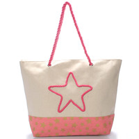 Plážová růžová taška - Delami Stars