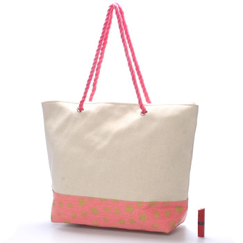 Plážová růžová taška - Delami Stars