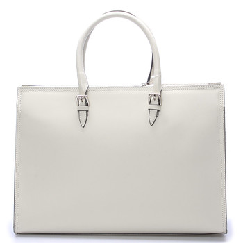 Elegantní dámská kožená kabelka krémová - ItalY Rohais