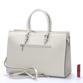 Elegantní dámská kožená kabelka krémová - ItalY Rohais