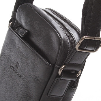 Černá luxusní kožená taška na doklady Hexagona 129477