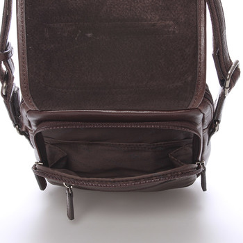 Luxusní hnědá kožená taška přes rameno Hexagona 129898