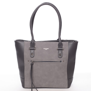 Luxusní dámská tmavě šedá kabelka  - David Jones Zamsa