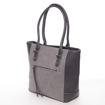 Luxusní dámská tmavě šedá kabelka  - David Jones Zamsa