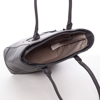 Luxusní dámská tmavě šedá kabelka  - David Jones Zamsa