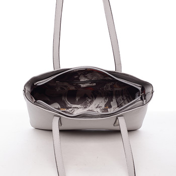 Dámská kabelka přes rameno světle šedá saffiano - David Jones Yetta