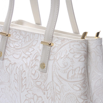 Exkluzivní dámská kožená kabelka krémová - ItalY Logistilla