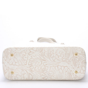 Exkluzivní dámská kožená kabelka krémová - ItalY Logistilla