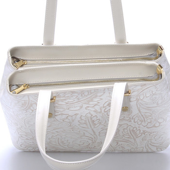 Exkluzivní dámská kožená kabelka krémová - ItalY Logistilla