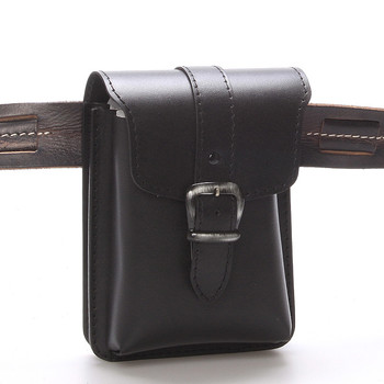 Pánská černá kožená kapsa na opasek - Greisi Gerr