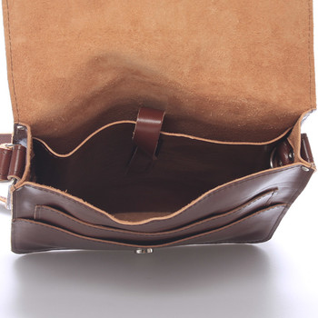 Hnědá luxusní kožená taška přes rameno Kabea Luxor-T