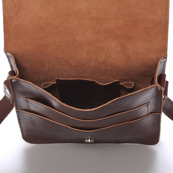 Hnědá luxusní kožená taška přes rameno Kabea Luxor